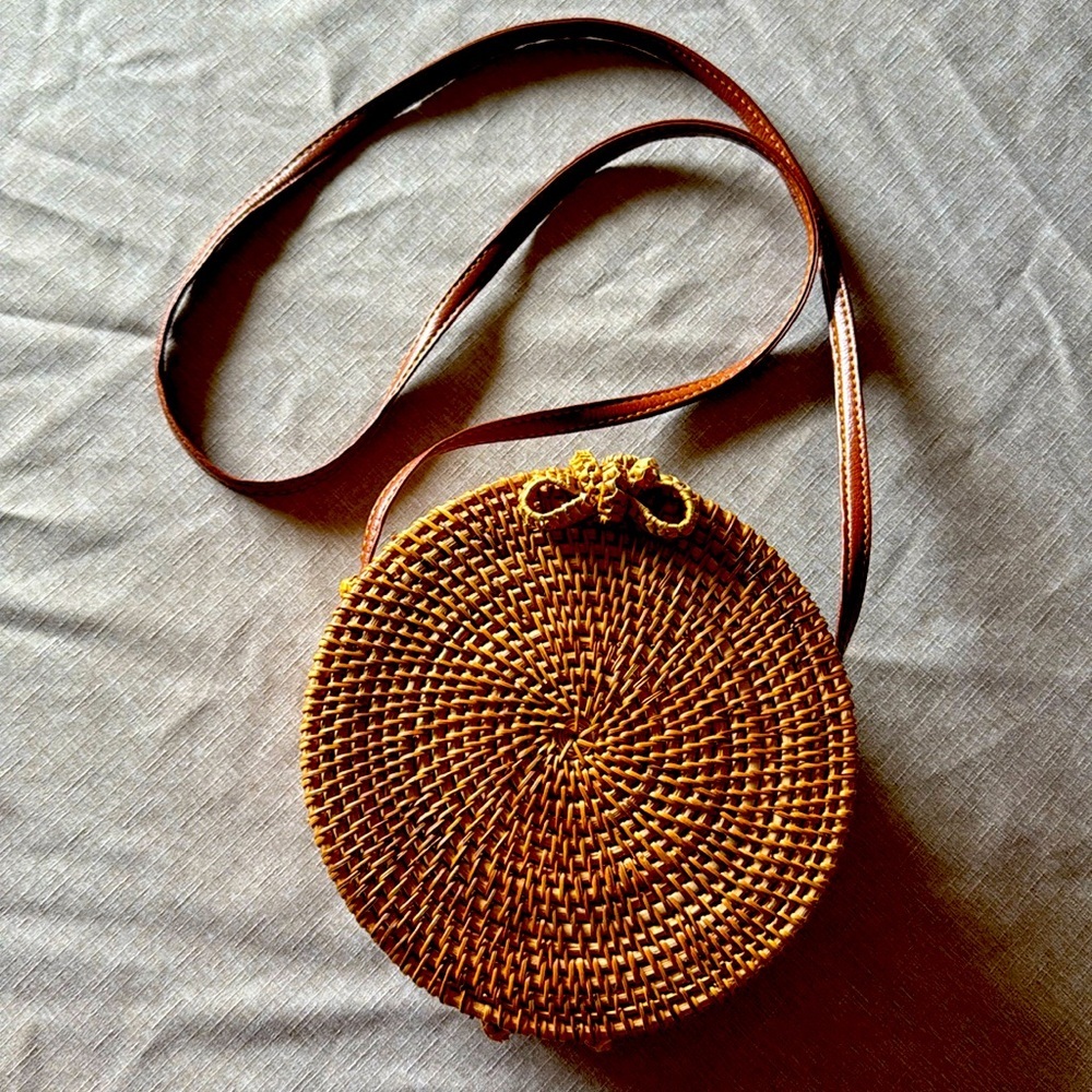 Gently worn round wicker bag